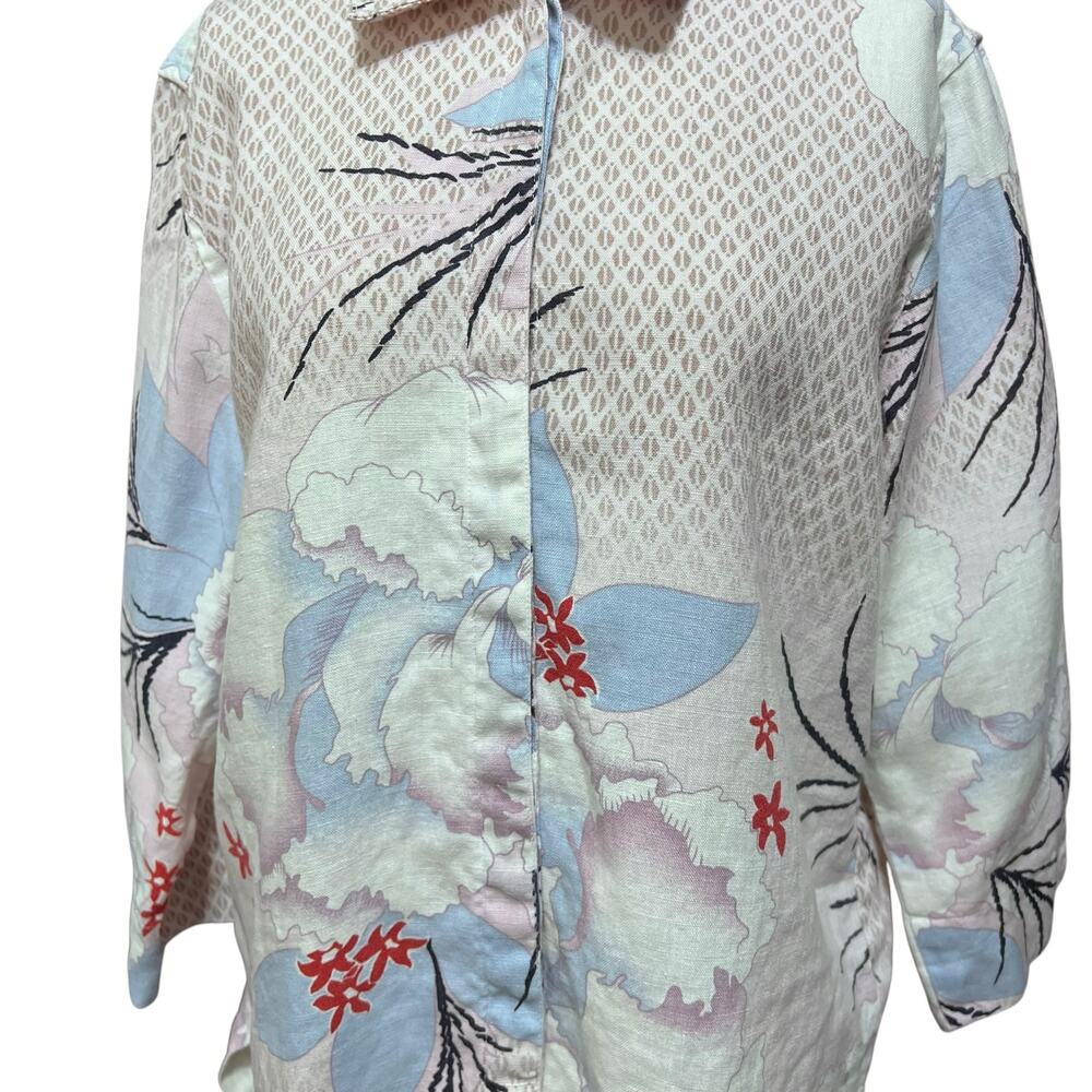 Vintage Linen Oriental Japanese Beach Vacation Outfit JPR Button Up Shirt Sz M - Picture 2 of 12
